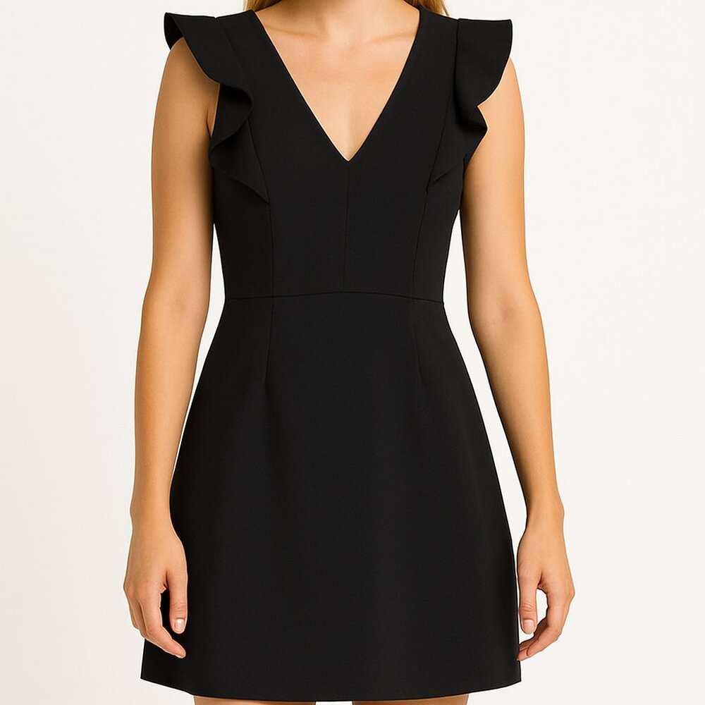 French Connection Whisper Ruffled V-Neck Mini Dress size 2